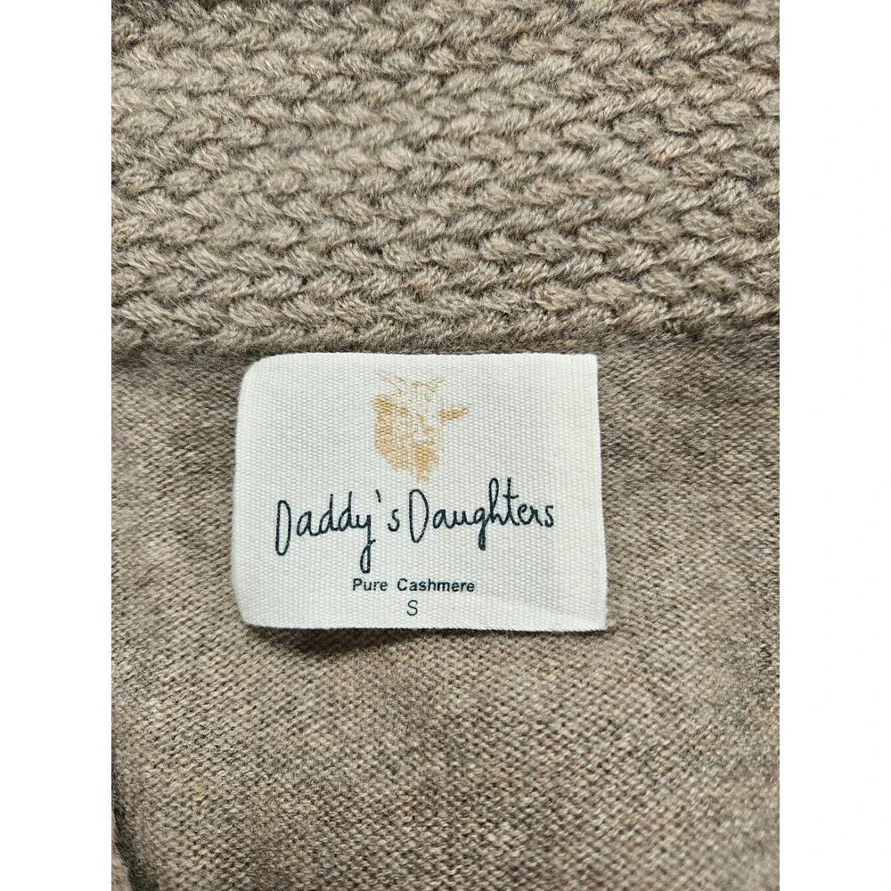 DADDY'S DAUGHTERS Pure Mongolian Cashmere Sweater S Jumper Pullover Beige V-Neck